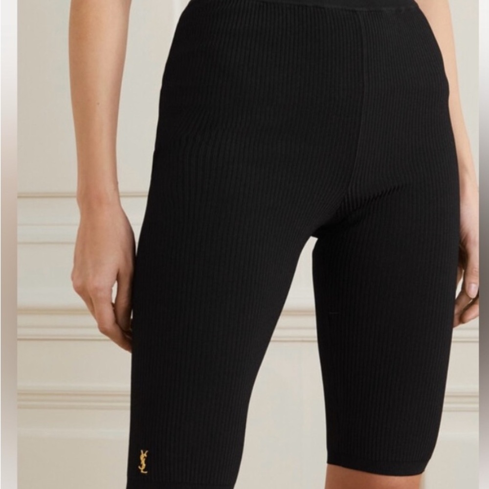 Yves Saint Laurent Black Ribbed Bike Shorts